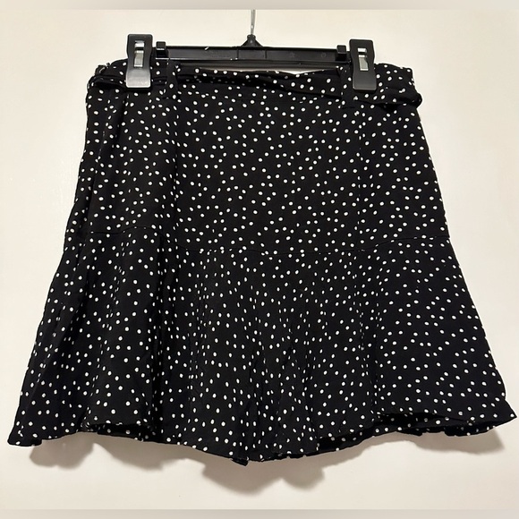 Zara Polka Dot Mini Skort Black and White tie belt size M - Picture 5 of 8